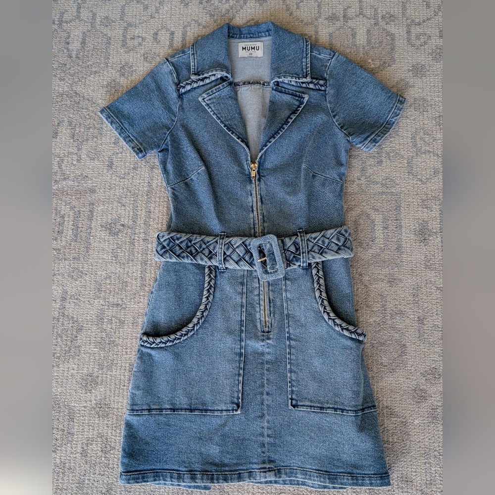 Show Me Your Mumu Denim Outlaw Dress in Tide Blue